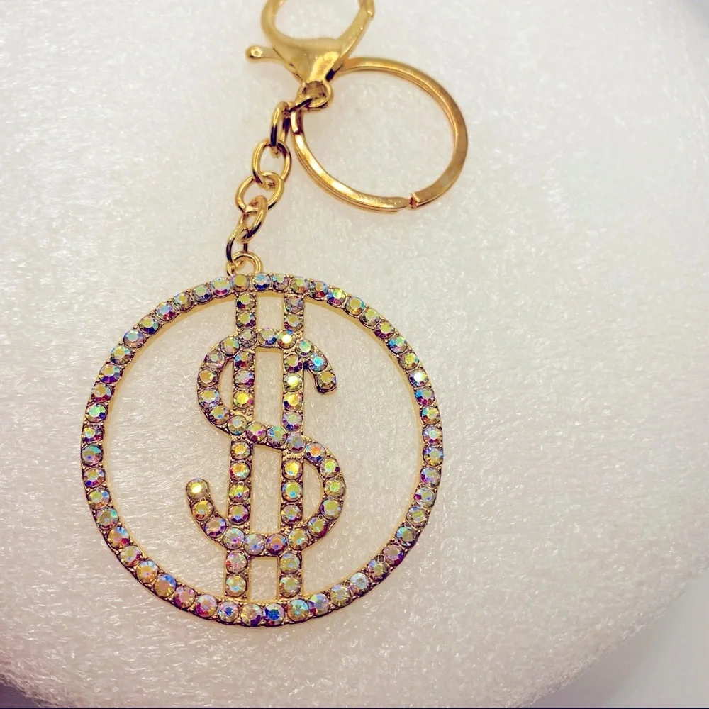 Purse Charm Key Chain Crystals Iridescent